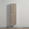 Colonna del bagno 2 porte - Bianco e rovere grigio - 160x35x30 cm - Scandinavia