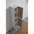 Colonna del bagno 2 porte - Bianco e rovere grigio - 160x35x30 cm - Scandinavia