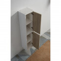 Colonna del bagno 2 porte - Bianco e rovere grigio - 160x35x30 cm - Scandinavia