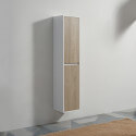 Colonna del bagno 2 porte - Bianco e rovere grigio - 160x35x30 cm - Scandinavia