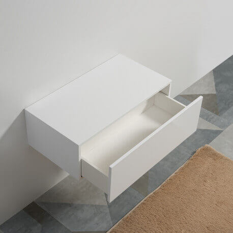 Meuble de Rangement 1 Tiroir - Blanc - 90x50 cm - Façade MDF 19 mm - City | Rue du Bain