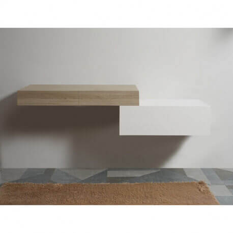 Meuble de Rangement 1 Tiroir - Blanc - 90x50 cm - Façade MDF 19 mm - City | Rue du Bain