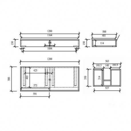 Plan sous vasque - Plaqué couleur Bois - 120x50 cm - Tendance | Rue du Bain