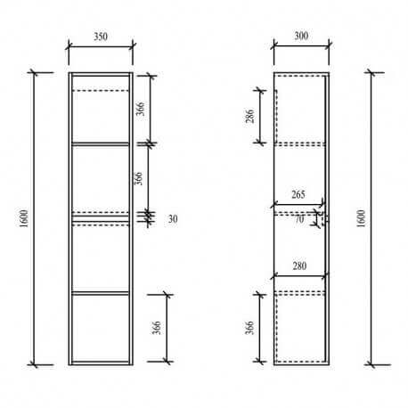 Colonna del bagno 2 Porte - Bianco - 160x35x30 cm - Città