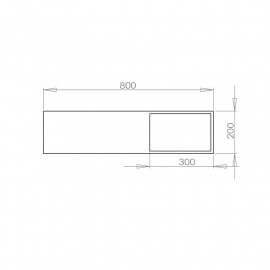 Lavabo rectangular sostenido - Mat blanco compuesto - 80x40 cm - Composite 2
