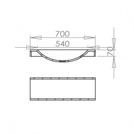 Washbasin Suspended Design - Solid Surface White Mat - 70x55 cm - Slide