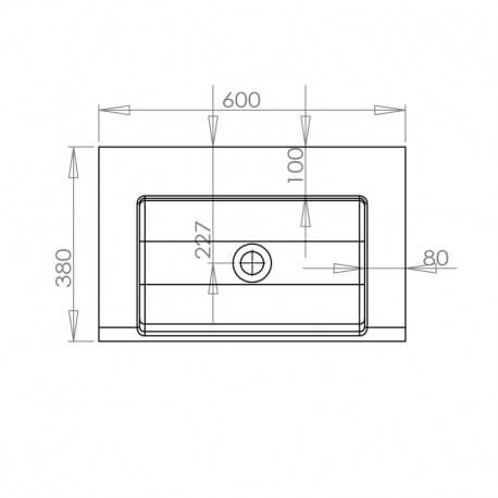 Diseño sostenible de lavabo - Mat blanco de superficie sólida - 60x38 cm- Elegance