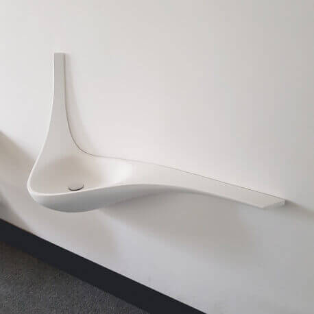 Großes Design-Wandwaschbecken - Solid Surface Mattweiß - 120x40 cm - Virgule