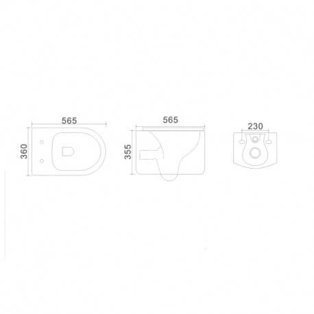WC Suspendu Ovale - Céramique Blanc - Avec Abattant - Sans Bride - 57x36 cm - Natural