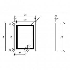 Badezimmer Licht Spiegel Rechteck - LED Hintergrundbeleuchtung - 60x80 cm - Anschluss nicht 60 2