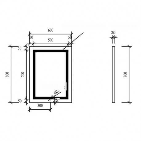 Miroir lumineux de salle de bain Rectangle - Rétro-éclairage LED - 60x80 cm - Connec't 60 | Rue du Bain