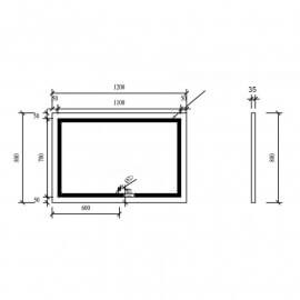 Mirror Rectangle bagno luminoso - Retroilluminazione LED - 120x80 cm - Collegamento 120 2