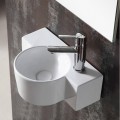 Hand wash Asymmetric Right - White ceramic - 40x28 cm - Pool