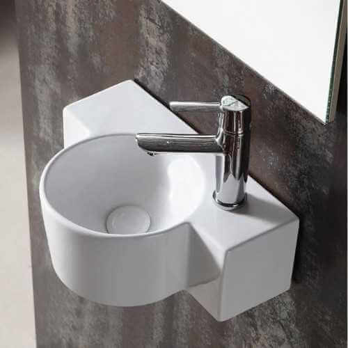 Hand wash Asymmetric Right - White ceramic - 40x28 cm - Pool