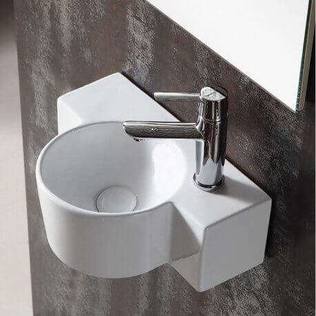 Lavado de mano asimétrica Derecha - Cerámica blanca - 40x28 cm - Piscina