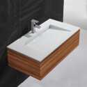 Lavabo Suspendu Rectangulaire - Solid surface Blanc Mat - 90x50 cm - Single | Rue du Bain