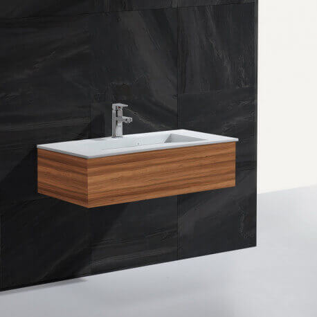 Lavabo Suspendu Rectangulaire - Solid surface Blanc Mat - 90x50 cm - Single | Rue du Bain