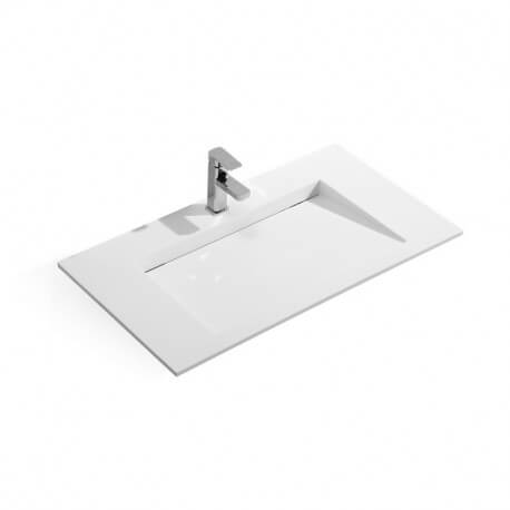 Lavabo Suspendu Rectangulaire - Solid surface Blanc Mat - 90x50 cm - Single | Rue du Bain