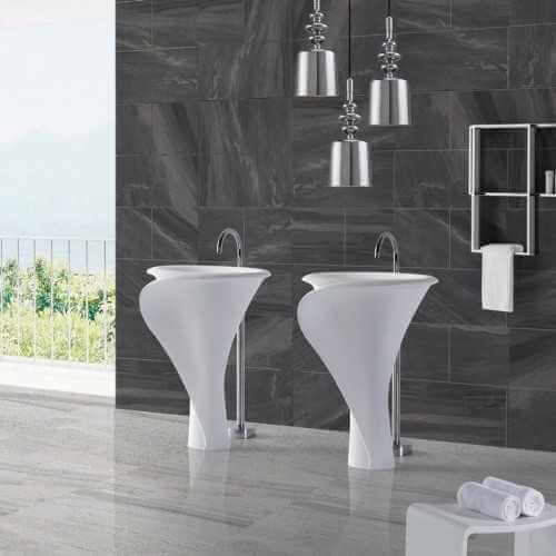 Lavabo Totem Oval - Superficie blanca maciza - 67x90 cm - Arum