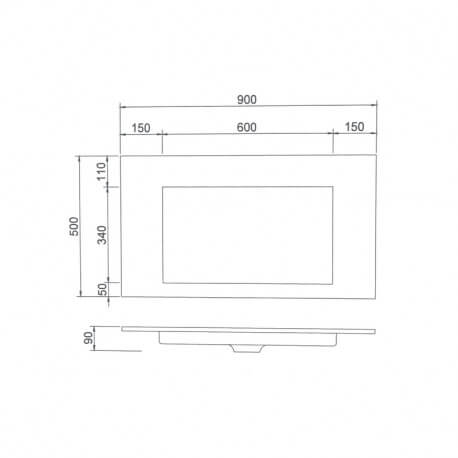 Lavabo Suspendu Rectangulaire - Solid surface Blanc Mat - 90x50 cm - Single | Rue du Bain