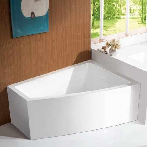 Angle bath on the right Asymmetric Shower Bath - Acrylic White -160x120 cm - Kingston