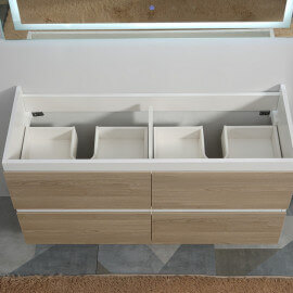 Bathroom cabinet Wood 4 drawers + basin and mirror Led - 120x46 cm - Jade 2
