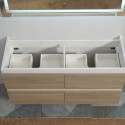 Armadio da bagno Legno 4 cassetti + bacino e specchio Led - 120x46 cm - Giada