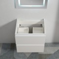 Meuble de salle de bain 2 tiroirs + vasque et miroir Led 60x46 cm, Blanc, Mia