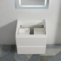 Armadio da bagno 2 cassetti + lavabo e specchio Led 60x46 cm, Bianco, Mia