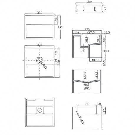 Lava Main Square - Solid Surface White Mat - 33x33 cm - Enjoy