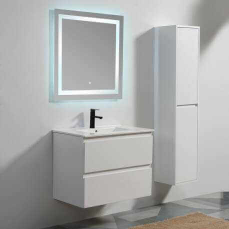 Pack armario colgante Blanco 2 cajones Vasque - 80x46 cm Ciudad y espejo LED Conectar no 80