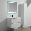 Pack armario colgante Blanco 2 cajones Vasque - 80x46 cm Ciudad y espejo LED Conectar no 80