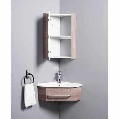 Meuble de Salle de Bain d'Angle Gain de Place - Lave Main - Bois - 42x42 cm - Kara | Rue du Bain