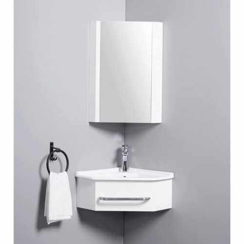 Armadio da bagno angolo Gain - Lavare a mano - Crema Bianca - 42x42 cm - Kara
