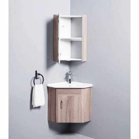 Meuble de Salle de Bain d'Angle Gain de Place - Lave Main - Bois - 42x42 cm - Corner | Rue du Bain