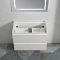 Armario blanco colgante de baño 80 cm - 2 cajones - Vasque - Lámpara espejo led - Ciudad