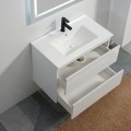 Armario blanco colgante de baño 80 cm - 2 cajones - Vasque - Lámpara espejo led - Ciudad