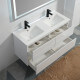 Meuble de salle de bain 4 tiroirs + vasque et miroir Led 120x46 cm, blanc, Mia