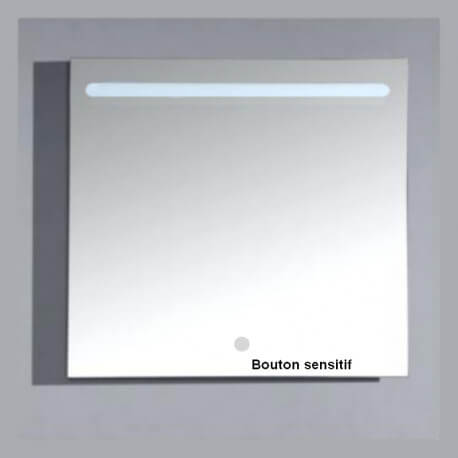 Miroir Carré lumineux de salle de bain - Rétro-éclairage avec bandeau LED en haut - 80x80 cm - Zen