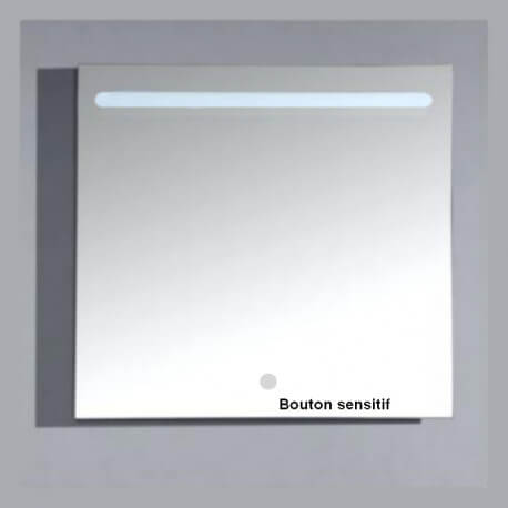 Specchio quadrato da bagno - retroilluminazione con fascia a LED in alto - 80x80 cm - Zen