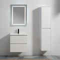 Meuble de salle de bain 2 tiroirs + vasque et miroir Led 60x46 cm, Blanc, Mia