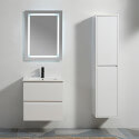 Badezimmerschrank 2 Schubladen + Waschbecken und Spiegel Led 60x46 cm, Weiß, Mia