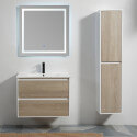 Scandinavian hanging cabinet sink 80 cm and mirror Connec't Led 80 cm