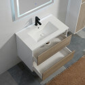 Scandinavian hanging cabinet sink 80 cm and mirror Connec't Led 80 cm