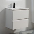 Meuble de salle de bain 2 Tiroirs - Blanc - Vasque - 60x46 cm - City | Rue du Bain