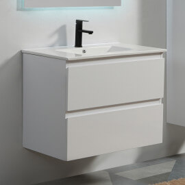 Armario de baño 2 cajones - Blanco - Vasque - 80x46 cm - Ciudad