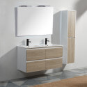 Meuble de salle de bain Bois 4 tiroirs + vasque et miroir Led - 120x46 cm - Jade