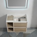 Bathroom cabinet 2 drawers 2 niches 80x46 cm - White and Oak Grey - Scandinavian