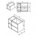Bathroom cabinet 2 drawers 2 niches 80x46 cm - White and Oak Grey - Scandinavian