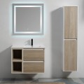 Armario de baño 2 cajones 2 nichos 80x46 cm - Blanco y roble gris - escandinavo